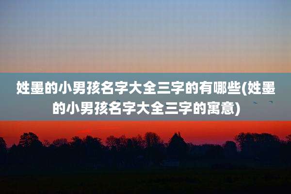 姓墨的小男孩名字大全三字的有哪些(姓墨的小男孩名字大全三字的寓意)
