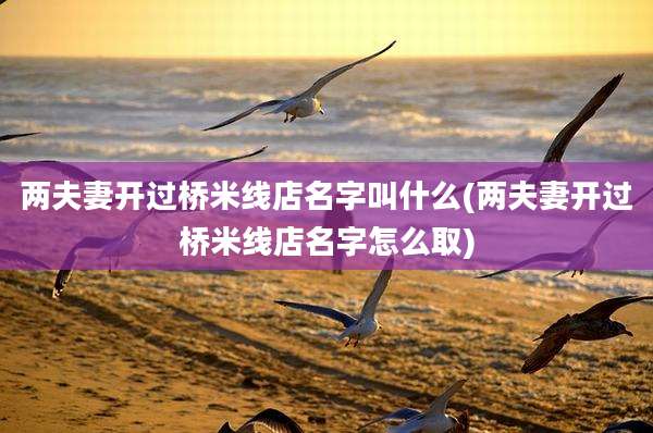 两夫妻开过桥米线店名字叫什么(两夫妻开过桥米线店名字怎么取)