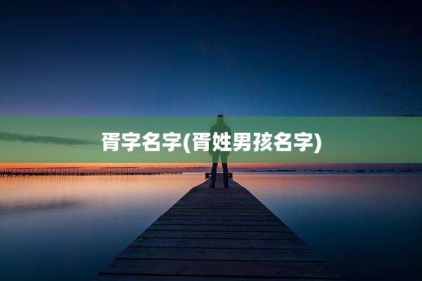 胥字名字(胥姓男孩名字)