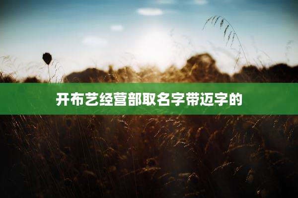 开布艺经营部取名字带迈字的