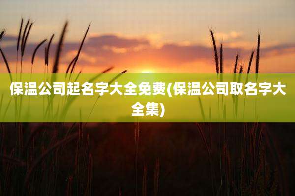 保温公司起名字大全免费(保温公司取名字大全集)