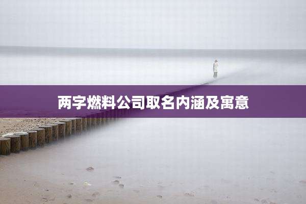 两字燃料公司取名内涵及寓意
