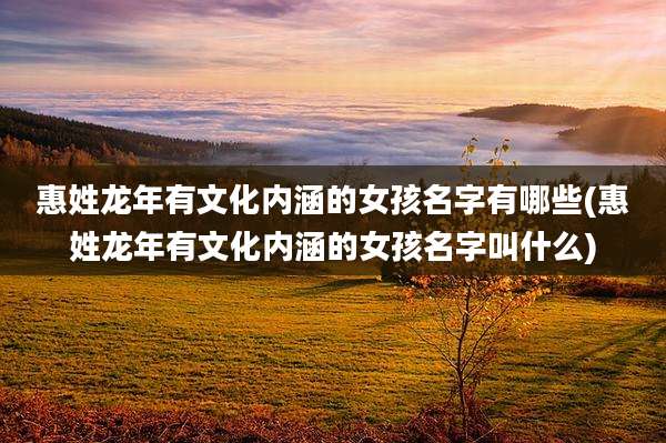 惠姓龙年有文化内涵的女孩名字有哪些(惠姓龙年有文化内涵的女孩名字叫什么)