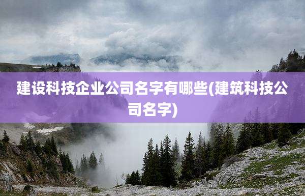 建设科技企业公司名字有哪些(建筑科技公司名字)