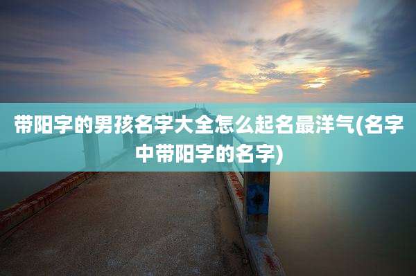 带阳字的男孩名字大全怎么起名最洋气(名字中带阳字的名字)