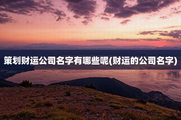 策划财运公司名字有哪些呢(财运的公司名字)