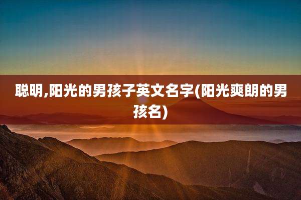 聪明,阳光的男孩子英文名字(阳光爽朗的男孩名)