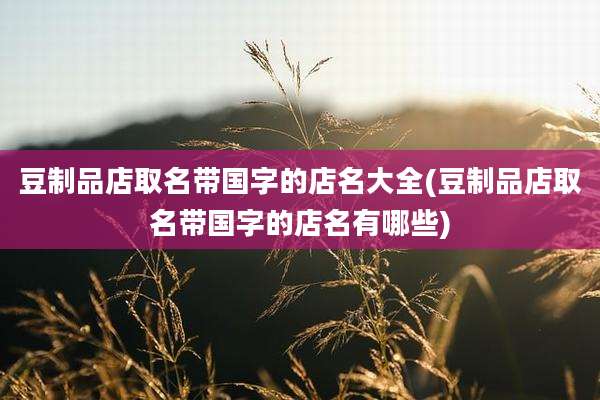 豆制品店取名带国字的店名大全(豆制品店取名带国字的店名有哪些)
