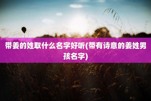 带姜的姓取什么名字好听(带有诗意的姜姓男孩名字)