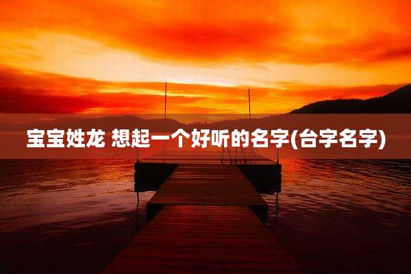宝宝姓龙 想起一个好听的名字(台字名字)