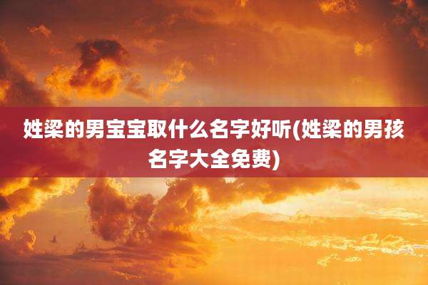 姓梁的男宝宝取什么名字好听(姓梁的男孩名字大全免费)