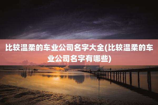 比较温柔的车业公司名字大全(比较温柔的车业公司名字有哪些)