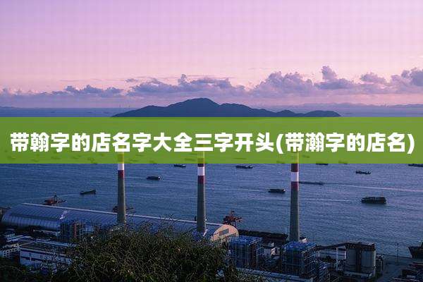 带翰字的店名字大全三字开头(带瀚字的店名)