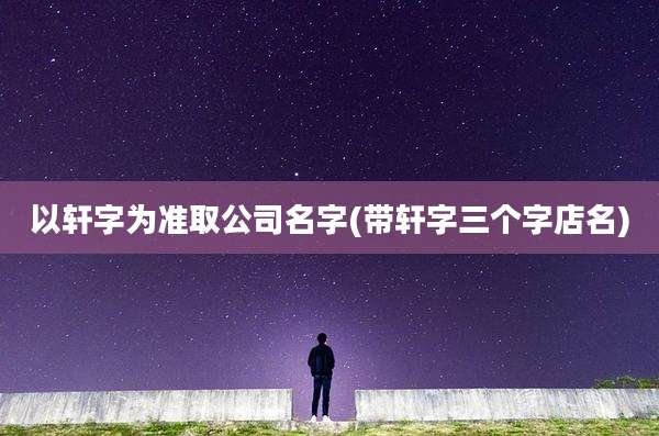 以轩字为准取公司名字(带轩字三个字店名)