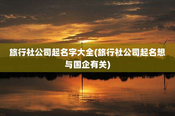 旅行社公司起名字大全(旅行社公司起名想与国企有关)