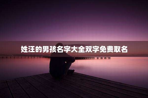 姓汪的男孩名字大全双字免费取名