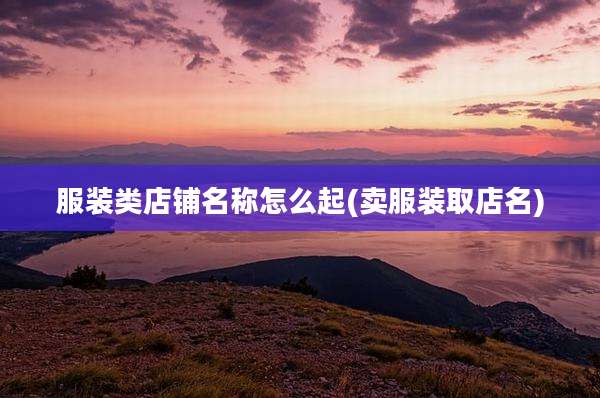 服装类店铺名称怎么起(卖服装取店名)