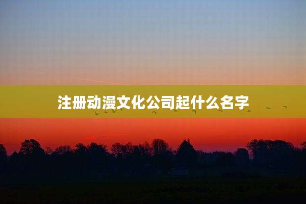 注册动漫文化公司起什么名字
