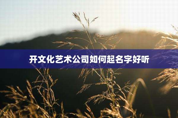 开文化艺术公司如何起名字好听