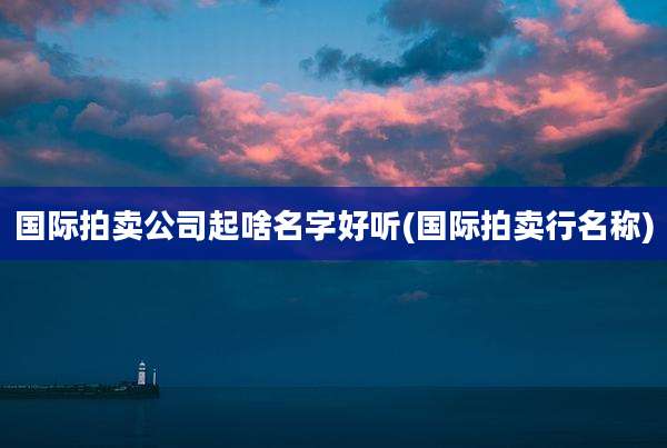 国际拍卖公司起啥名字好听(国际拍卖行名称)
