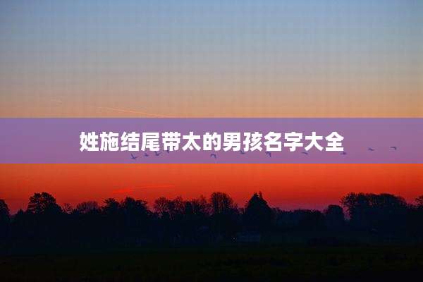 姓施结尾带太的男孩名字大全