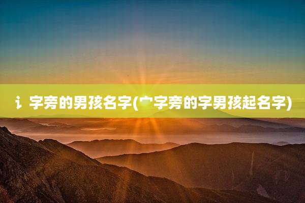 讠字旁的男孩名字(宀字旁的字男孩起名字)