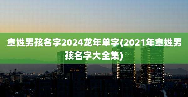 章姓男孩名字2024龙年单字(2021年章姓男孩名字大全集)