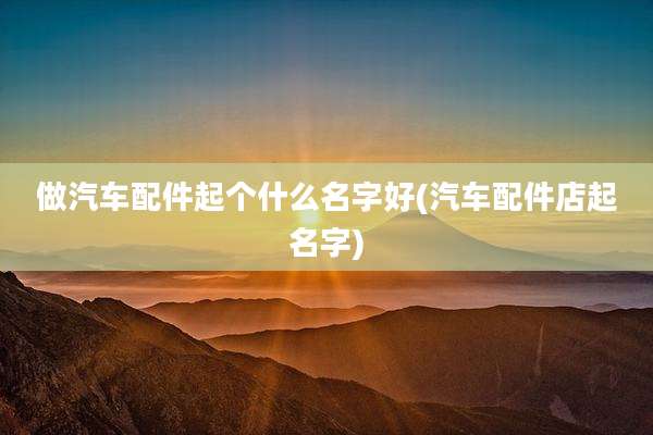 做汽车配件起个什么名字好(汽车配件店起名字)