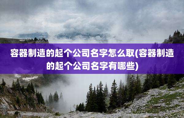 容器制造的起个公司名字怎么取(容器制造的起个公司名字有哪些)
