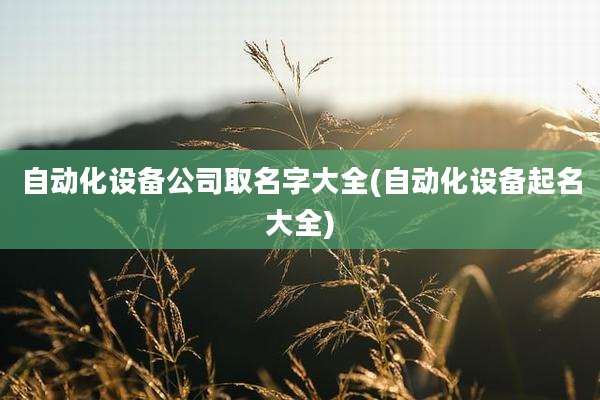 自动化设备公司取名字大全(自动化设备起名大全)