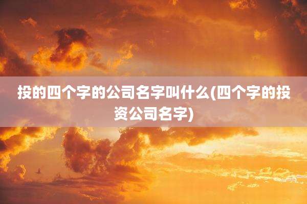 投的四个字的公司名字叫什么(四个字的投资公司名字)
