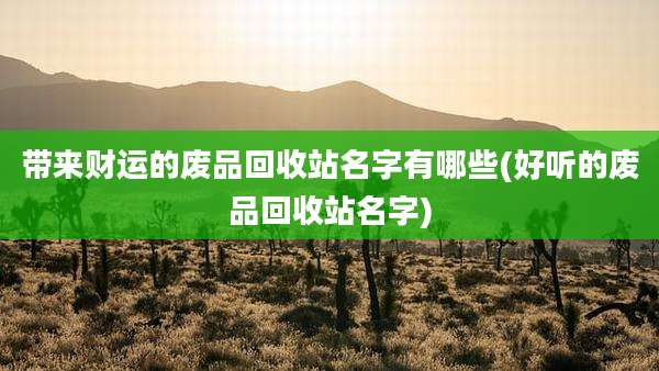 带来财运的废品回收站名字有哪些(好听的废品回收站名字)