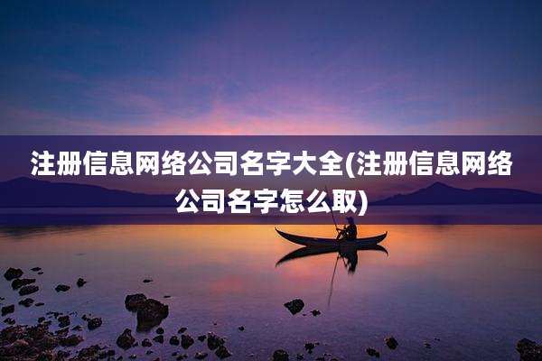 注册信息网络公司名字大全(注册信息网络公司名字怎么取)