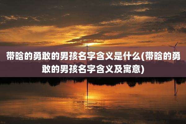 带晗的勇敢的男孩名字含义是什么(带晗的勇敢的男孩名字含义及寓意)