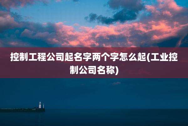 控制工程公司起名字两个字怎么起(工业控制公司名称)