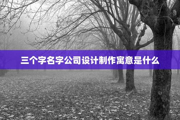 三个字名字公司设计制作寓意是什么