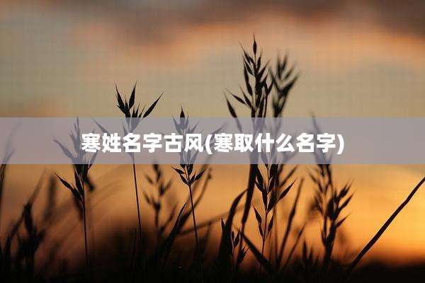寒姓名字古风(寒取什么名字)