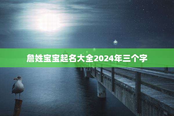 詹姓宝宝起名大全2024年三个字
