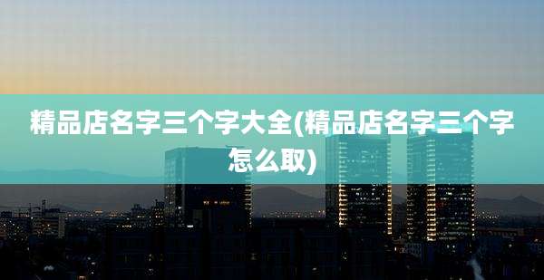 精品店名字三个字大全(精品店名字三个字怎么取)