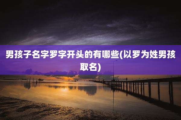 男孩子名字罗字开头的有哪些(以罗为姓男孩取名)