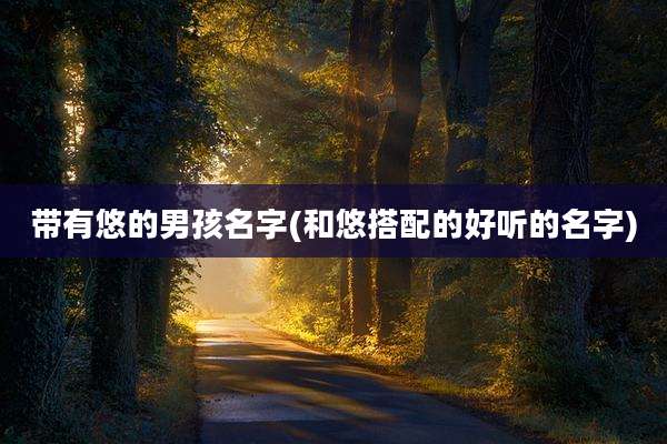 带有悠的男孩名字(和悠搭配的好听的名字)