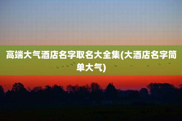 高端大气酒店名字取名大全集(大酒店名字简单大气)