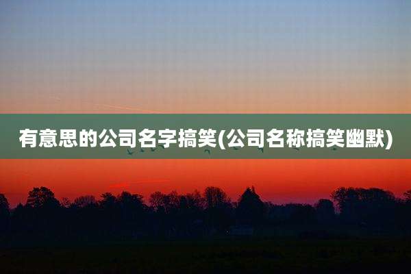 有意思的公司名字搞笑(公司名称搞笑幽默)