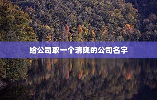 给公司取一个清爽的公司名字