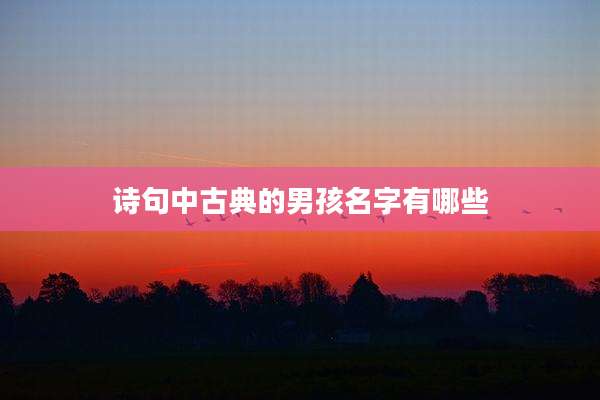 诗句中古典的男孩名字有哪些