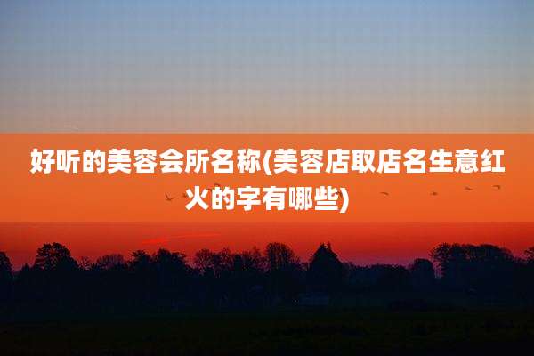 好听的美容会所名称(美容店取店名生意红火的字有哪些)