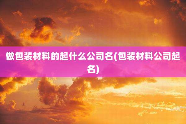 做包装材料的起什么公司名(包装材料公司起名)