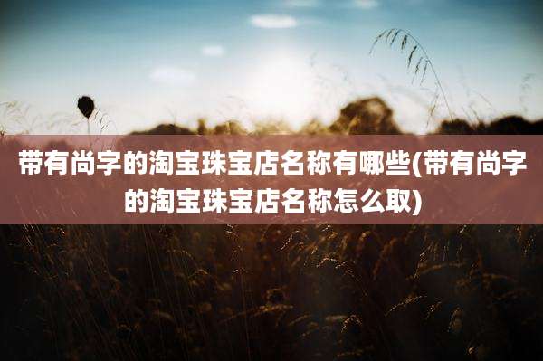 带有尚字的淘宝珠宝店名称有哪些(带有尚字的淘宝珠宝店名称怎么取)