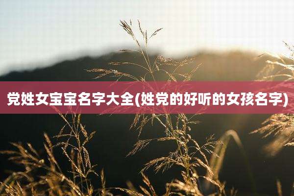 党姓女宝宝名字大全(姓党的好听的女孩名字)