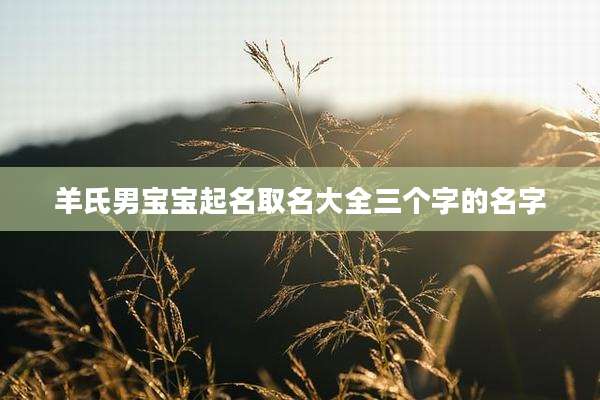 羊氏男宝宝起名取名大全三个字的名字